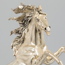 Steigerende hengst zilver.