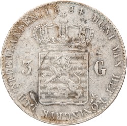 3 Gulden. Willem I. 1824 U. Zeer Fraai.