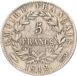 5 Francs. Napoleon. 1812 Vis. Zeer Fraai -.