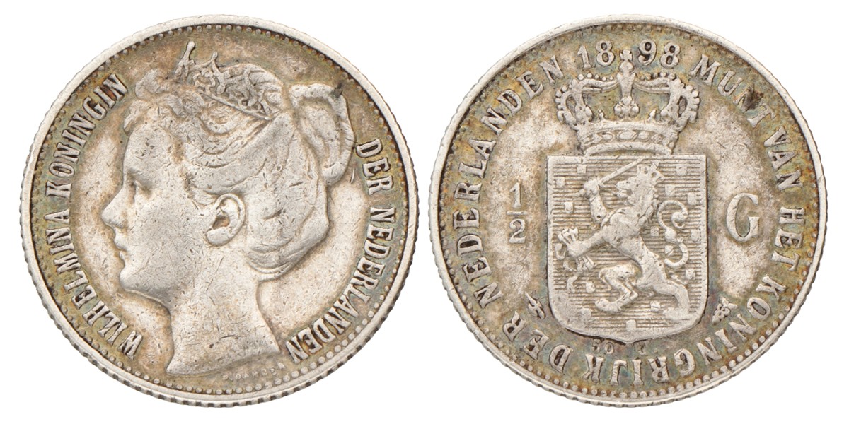 ½ Gulden. Wilhelmina. 1898. Zeer Fraai -.