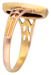 14K Geelgouden Art Nouveau ring met simili.