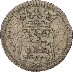Duit afslag in zilver. V.O.C. (West-Friesland). 1756. Fraai / Zeer Fraai.
