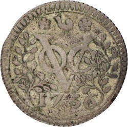 Duit afslag in zilver. V.O.C. (West-Friesland). 1756. Fraai / Zeer Fraai.