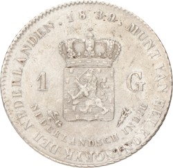 1 Gulden. Nederlands-Indië. Willem I. 1839. Zeer Fraai / Prachtig.