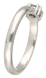 18 kt. Witgouden ring bezet met ca. 0.25 ct. gecertificeerde diamant en natuurlijke saffier.