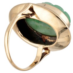 Vintage 14K geelgouden ring bezet met gesneden jade.