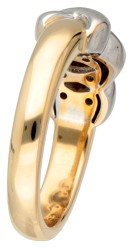 18K Bicolour gouden ring bezet met ca. 0.30 ct. diamant in infinity-ontwerp.