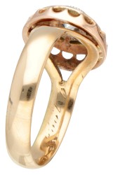 Antieke 14K geelgouden ring met old mine geslepen diamant.