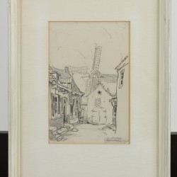 Herman Moerkerk (Den Bosch 1879 - 1949 Haarlem), Straatje te Giesendam; Een timmermansleerling. (2x)