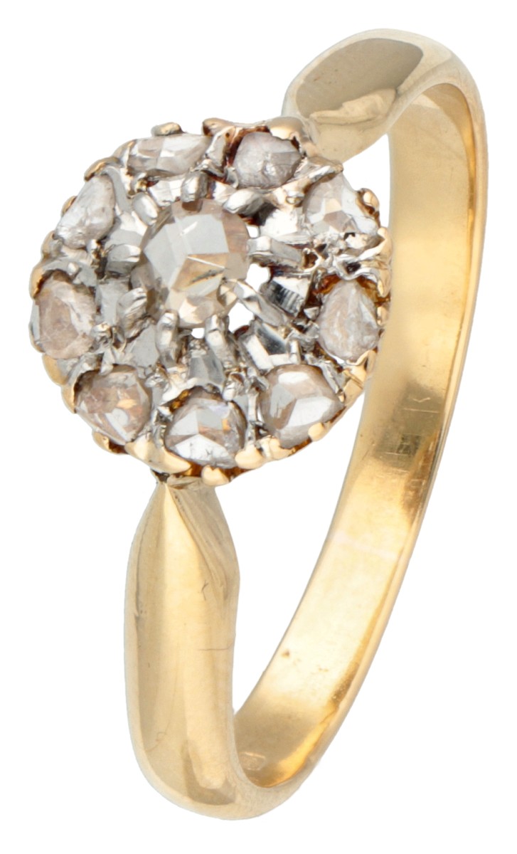 14K Geelgouden entourage ring met diamant.