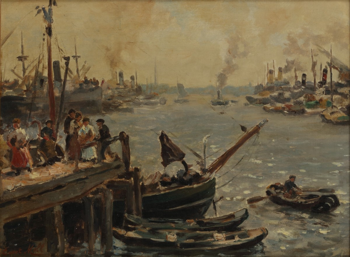 Evert Moll (Voorburg 1878 - 1958 Den Haag), De haven van Rotterdam.