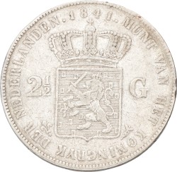 2½ Gulden. Willem II. 1841. Zeer Fraai +.