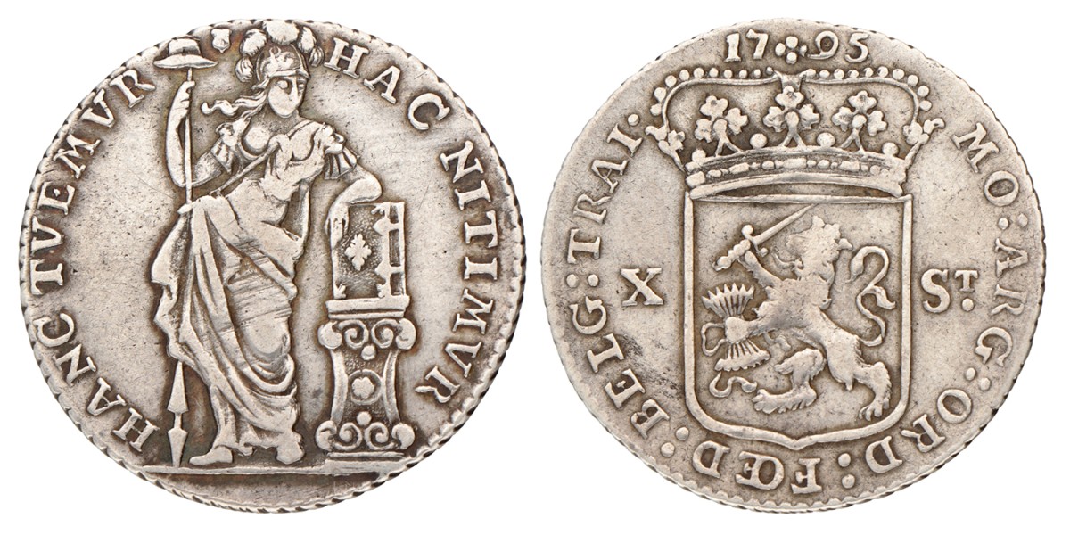 Halve generaliteitsgulden van X stuiver. Utrecht. 1795. Zeer Fraai.