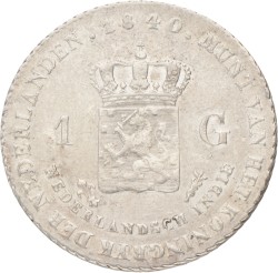 1 Gulden. Nederlands-Indië. Willem I. 1840. Zeer Fraai +.