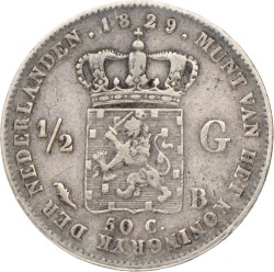 ½ Gulden. Willem I. 1829 B met Michaut op de hals. Zeer Fraai -.