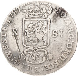 Halve generalteitsgulden van X stuiver. V.O.C. (West-Friesland). 1787. Fraai +.