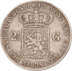 2½ Gulden. Willem II. 1847. Zeer Fraai -.