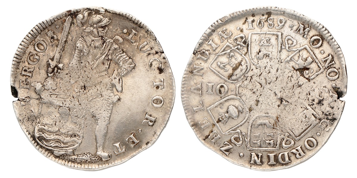 Dubbele daalder van 10 schellingen. Zeeland. 1689. Zeer Fraai -.