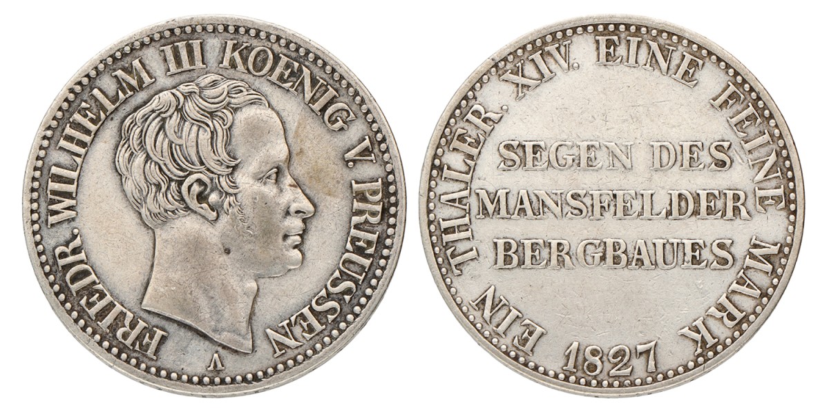 German states. Prussia. Friedrich Wilhelm III. Ausbeute Thaler. 1827.