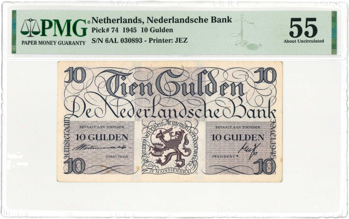 Nederland. 10 gulden. Bankbiljet. Type 1945 I. Type Lieftincktientje. - Nagenoeg UNC.