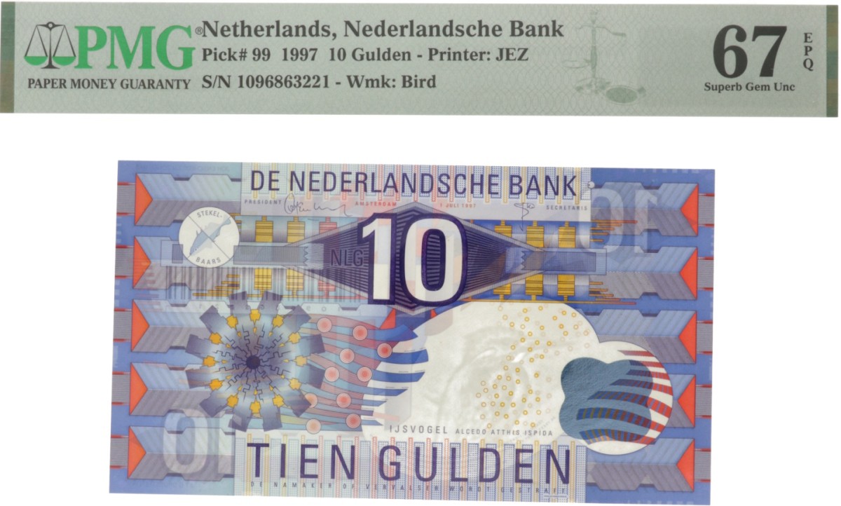 Nederland. 10 gulden. Bankbiljet. Type 1997. Type IJsvogel. - UNC.