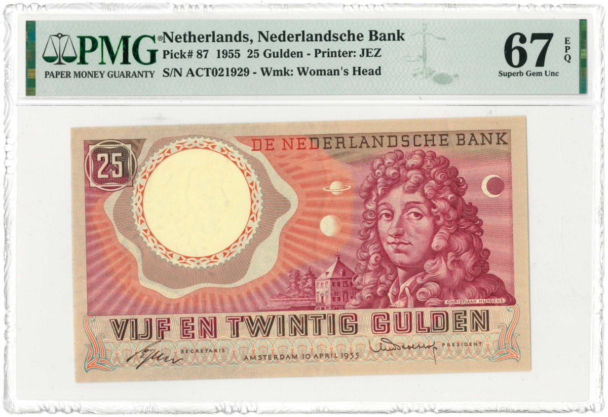 Nederland. 25 gulden . Bankbiljet. Type 1955. Type Huygens. - UNC.