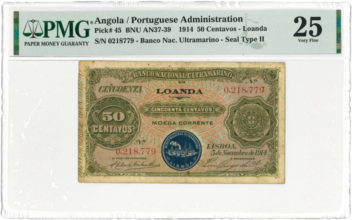 Angola. 50 centavos. Banknote. Type 1914. - Very fine.