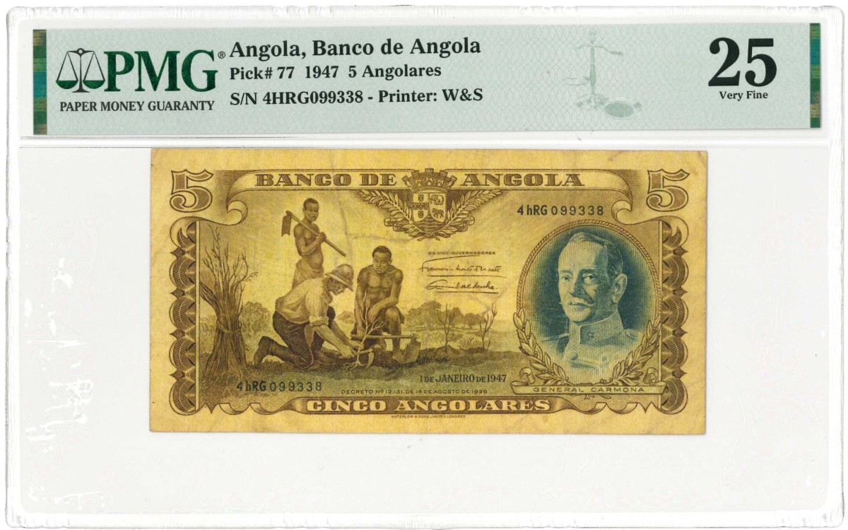 Angola. 5 angolares. Banknote. Type 1947. - Very fine.