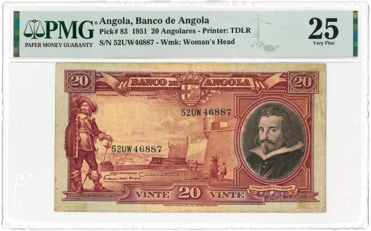 Angola. 20 angolares. Banknote. Type 1951. - Very fine.