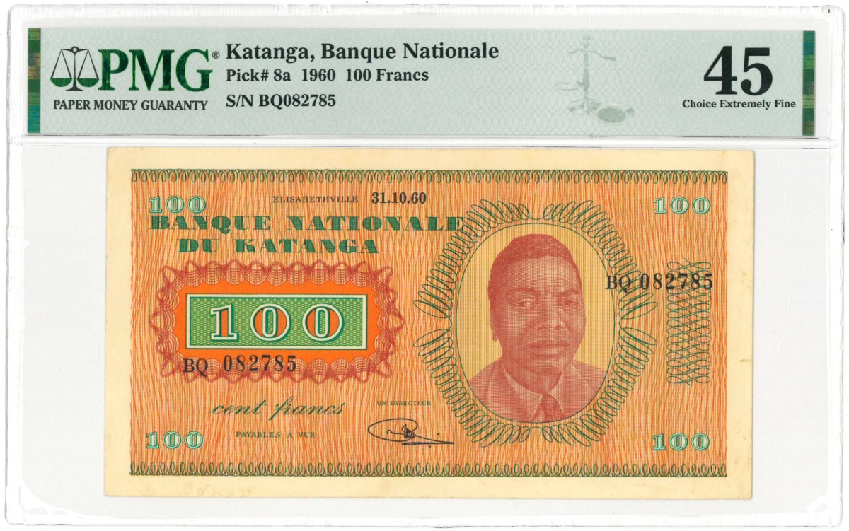 Katanga. 100 francs. Banknote. Type 1960. - Extremely fine.