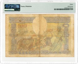 Madagascar. 100 francs. Banknote. Type 1937. - Fine .