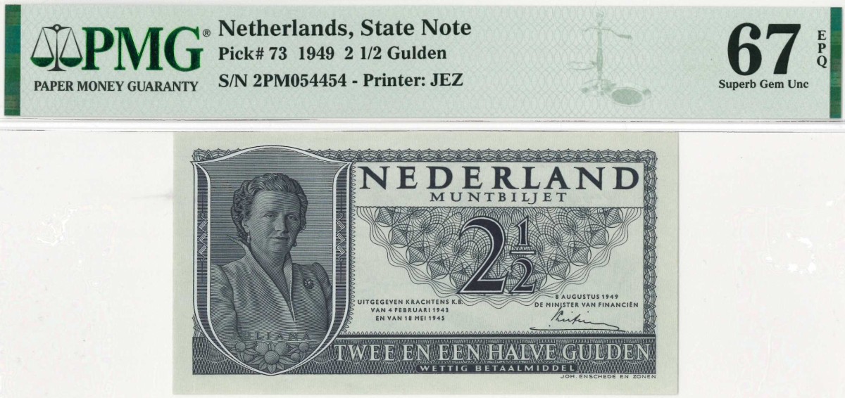 Nederland. 2½ gulden. Muntbiljet. Type 1949. Type Juliana. - UNC.