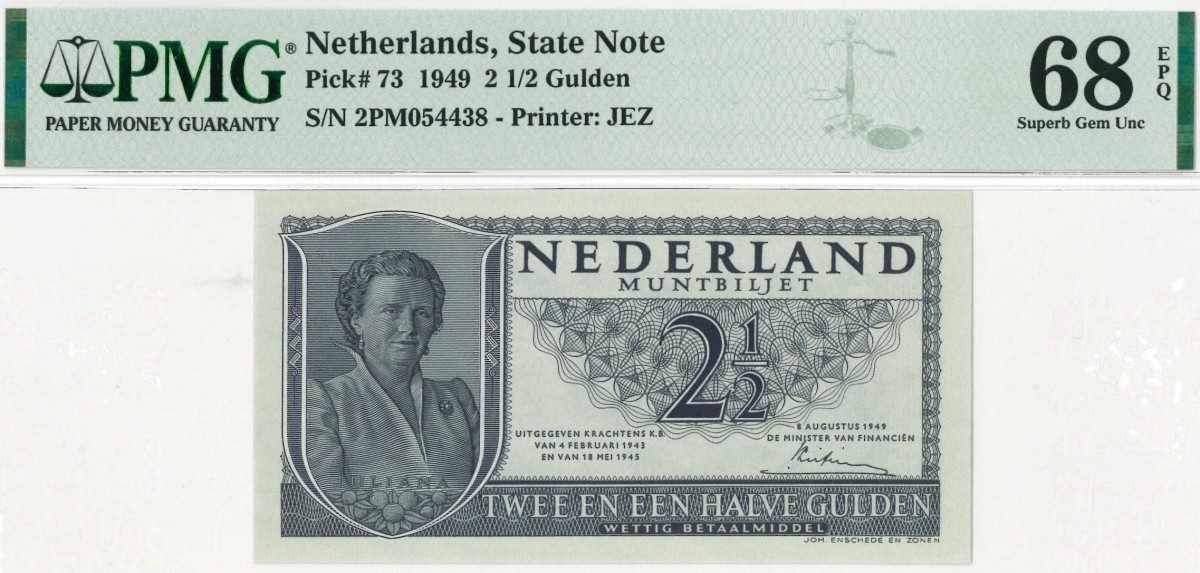 Nederland. 2½ gulden. Muntbiljet. Type 1949. Type Juliana. - UNC.