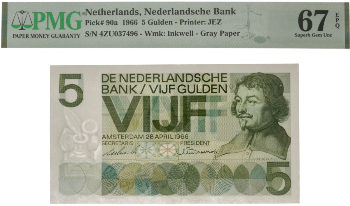 Nederland. 5 gulden . Bankbiljet. Type 1966. Type Vondel I. - UNC.