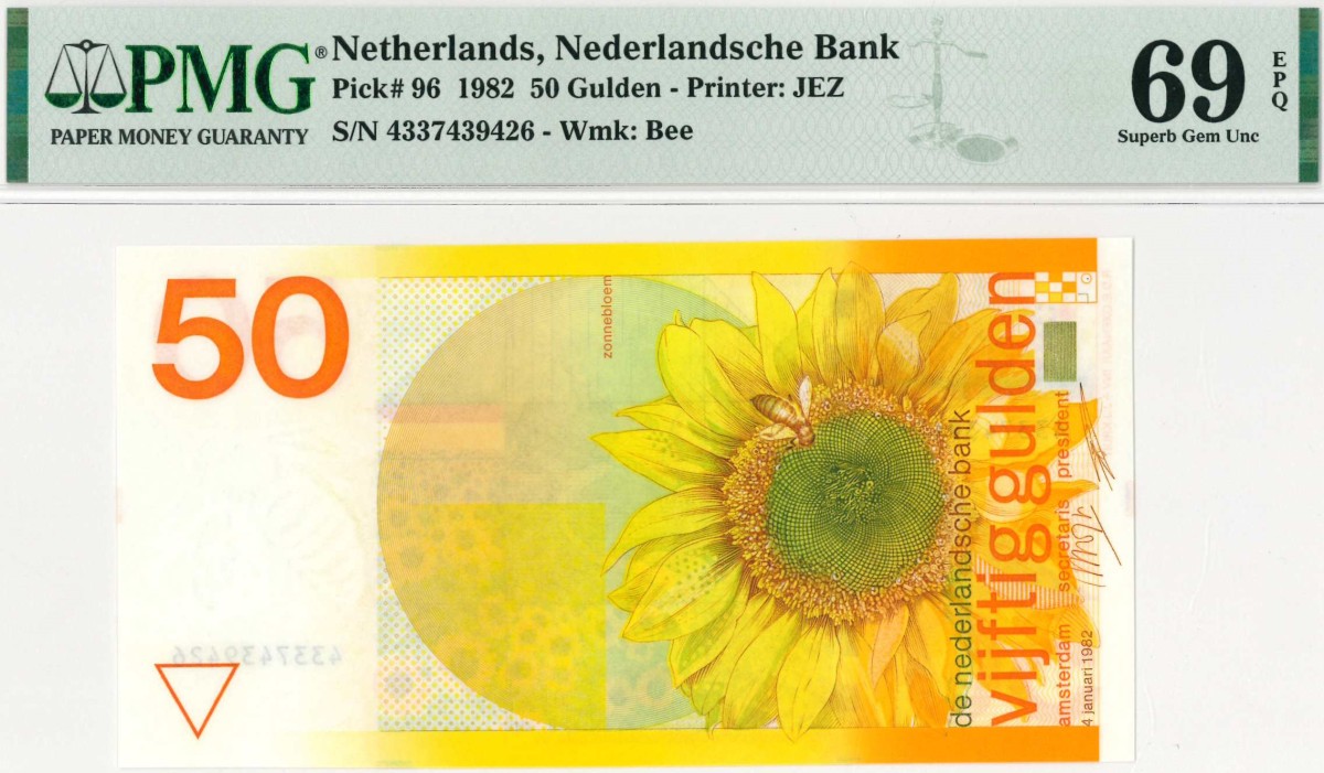 Nederland. 50 gulden . Bankbiljet. Type 1982. Type Zonnebloem. - UNC.