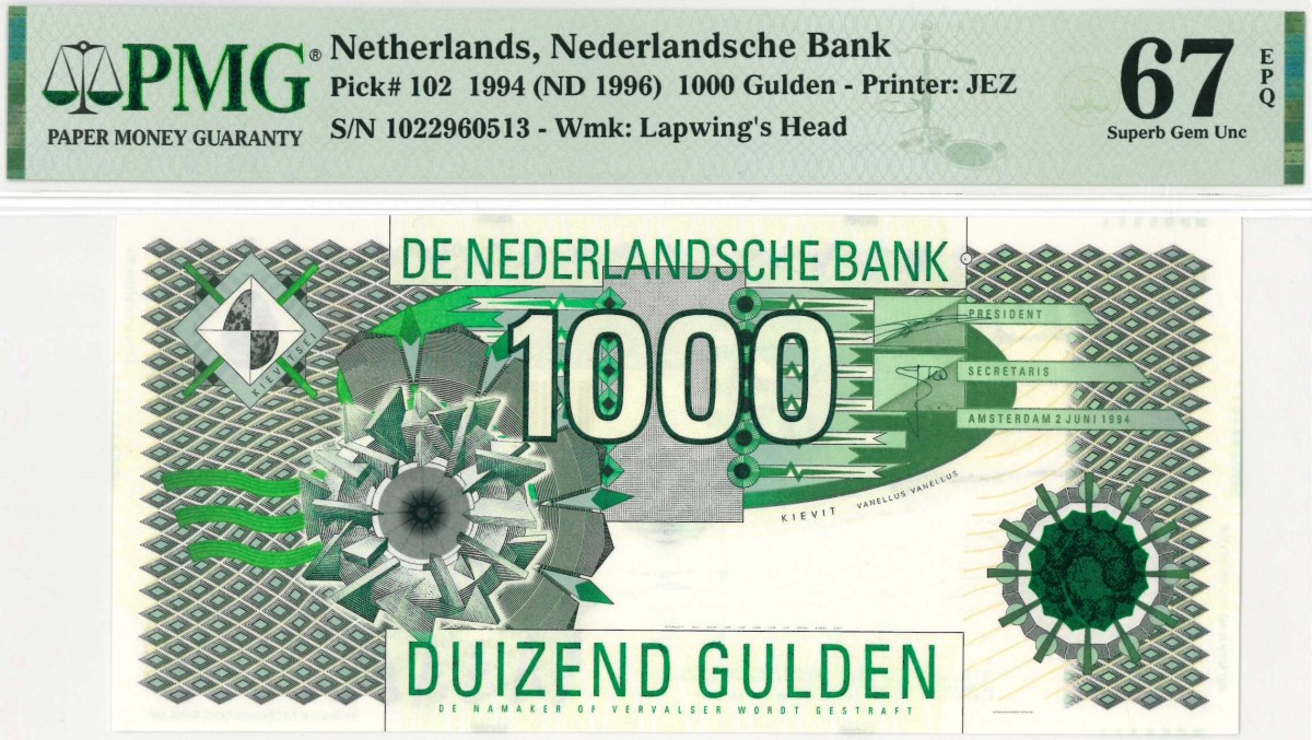 Nederland. 1000 gulden. Bankbiljet. Type 1994. Type Kievit. - UNC.