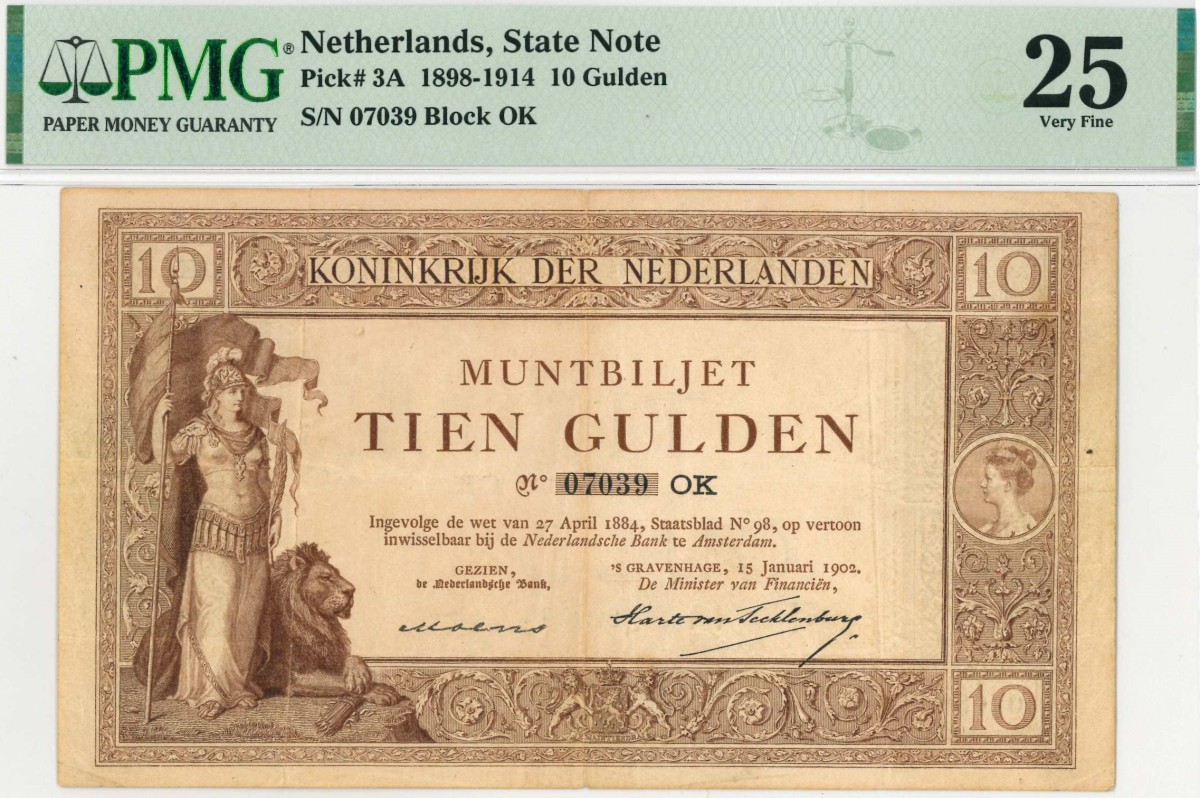 Nederland. 10 gulden . Muntbiljet. Type 1898. - Zeer Fraai.