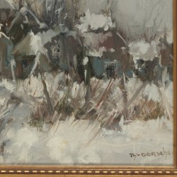 Theo van Oorschot (Schijndel  1910 - 1989 Den Bosch), Een dorp aan een winterse vaart.