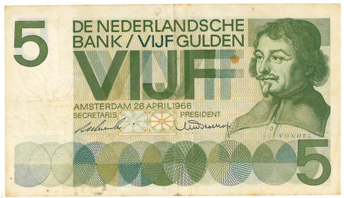 Nederland. 5 gulden . Bankbiljet. Type 1966. Type Vondel I. - Zeer Fraai -.