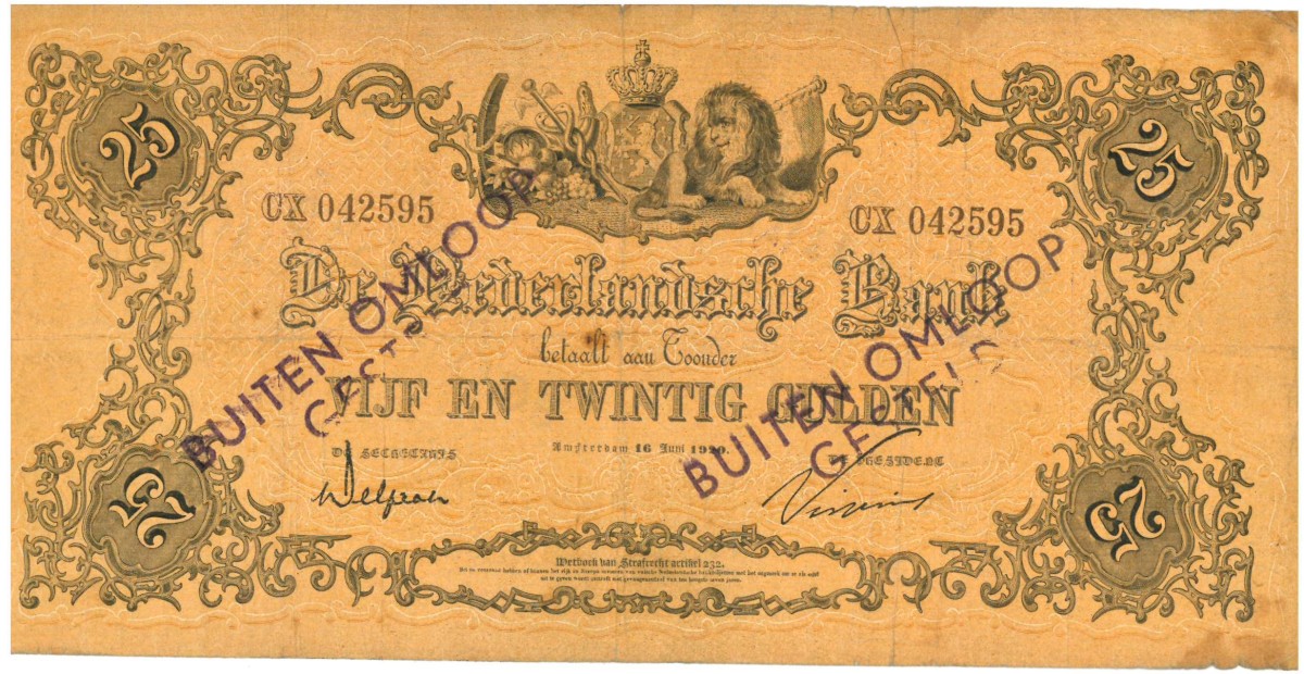 Nederland. 25 gulden . Bankbiljet. Type 1860. - Zeer Fraai.