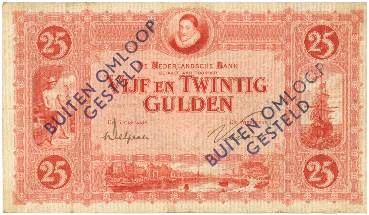 Nederland. 25 gulden . Bankbiljet. Type 1921. Type Stadhouder Willem III. - Zeer Fraai -.