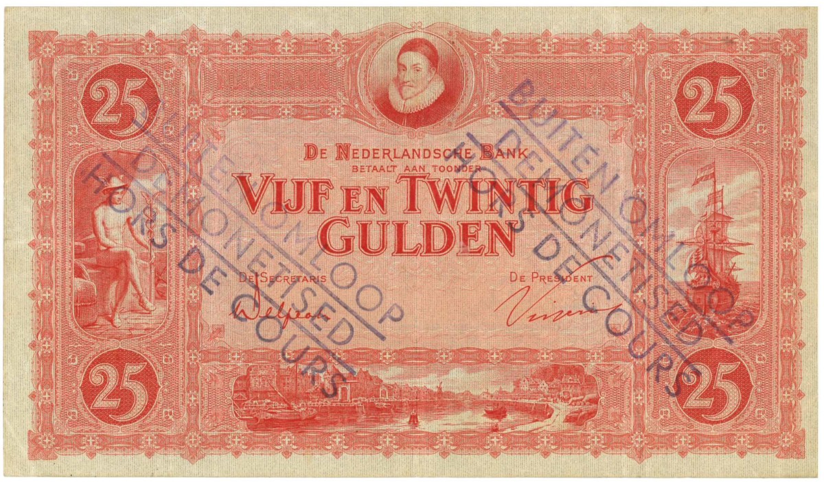 Nederland. 25 gulden . Bankbiljet. Type 1927. Type Stadhouder Willem III. - Zeer Fraai +.