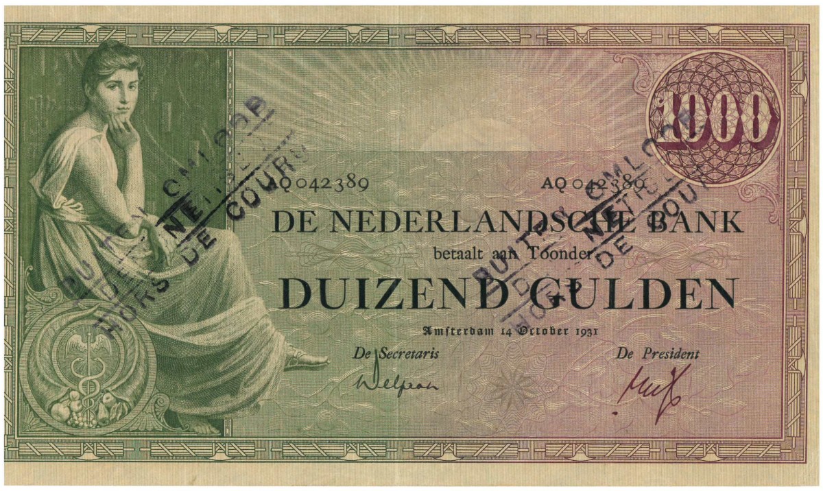 Nederland. 1000 gulden. Bankbiljet. Type 1926. Type Grietje Seel. - Zeer Fraai +.