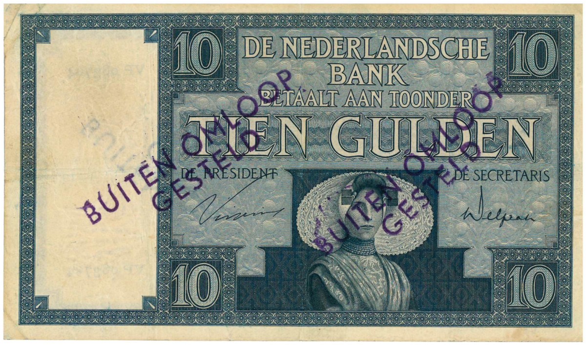 Nederland. 10 gulden . Bankbiljet. Type 1924. Type Zeeuw meisje. - Zeer Fraai / Prachtig.