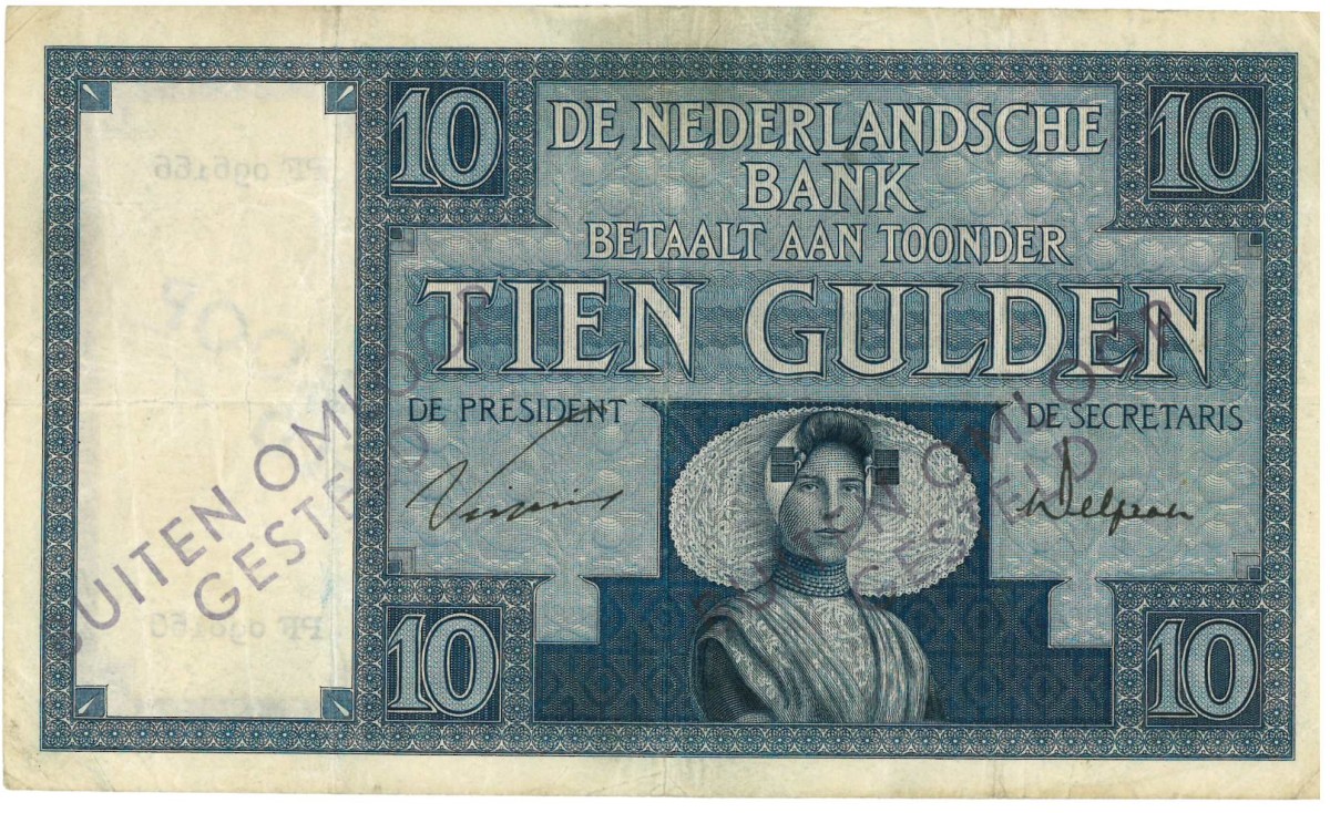 Nederland. 10 gulden . Bankbiljet. Type 1924. Type Zeeuw meisje. - Zeer Fraai +.