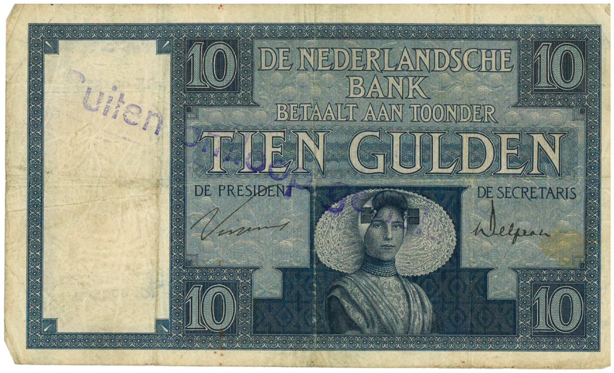 Nederland. 10 gulden . Bankbiljet. Type 1924. Type Zeeuw meisje. - Zeer Fraai -.