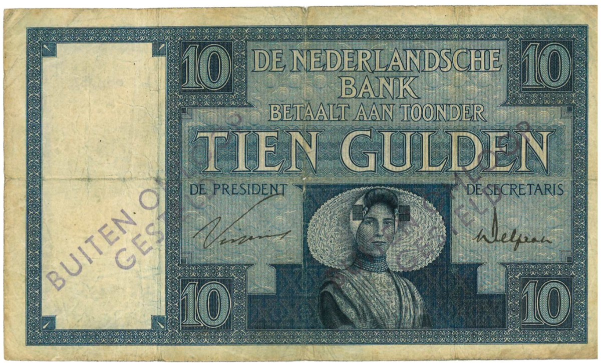 Nederland. 10 gulden . Bankbiljet. Type 1924. Type Zeeuw meisje. - Fraai +.