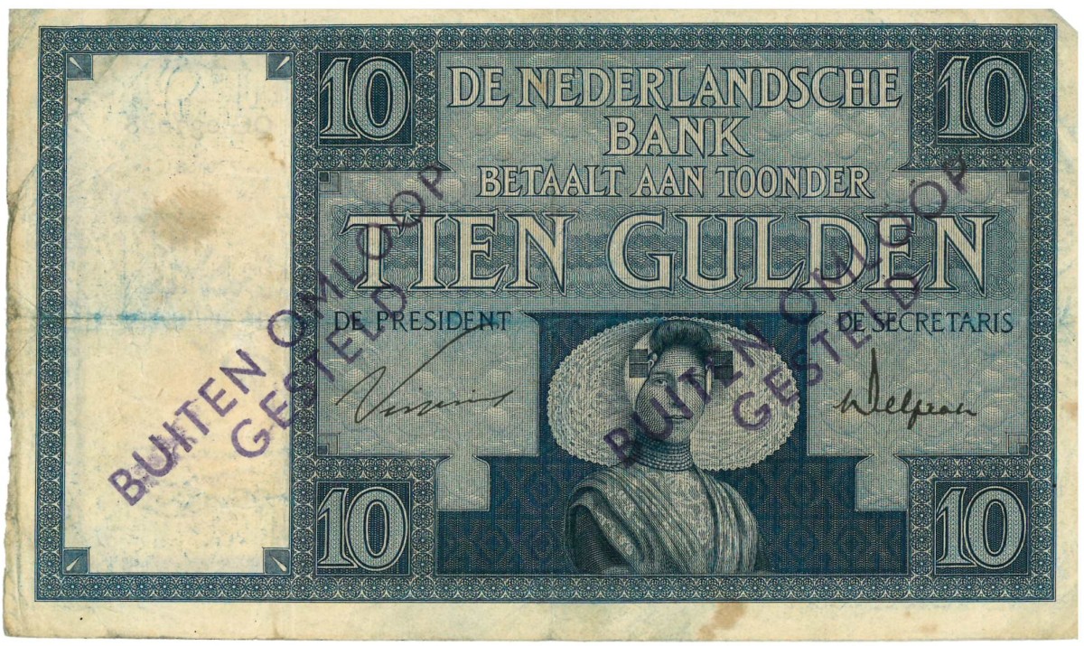 Nederland. 10 gulden . Bankbiljet. Type 1924. Type Zeeuw meisje. - Fraai / Zeer Fraai.
