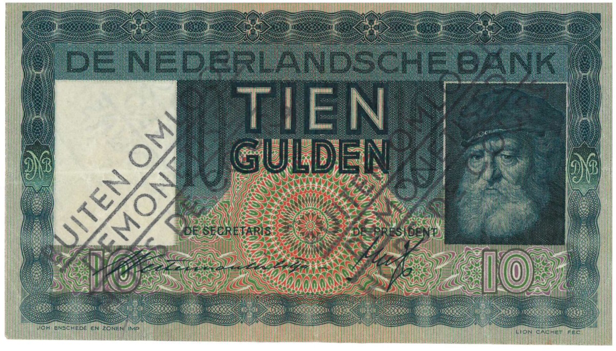 Nederland. 10 gulden . Bankbiljet. Type 1933. Type Grijsaard. - Zeer Fraai.