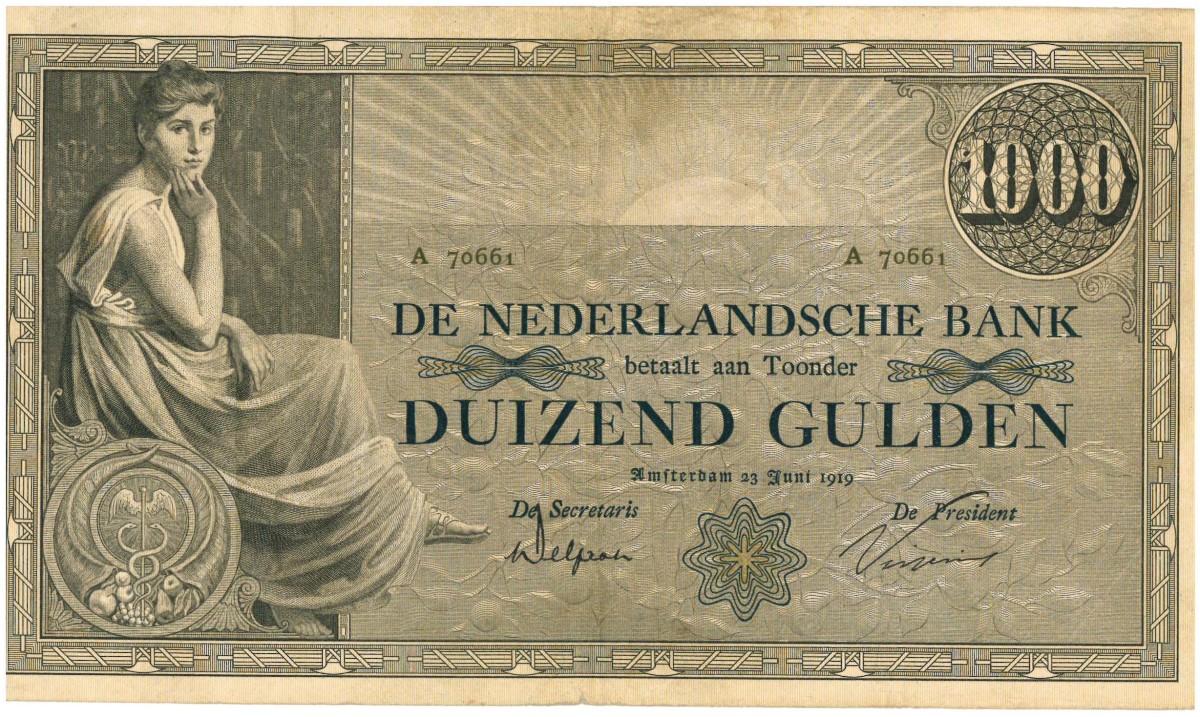 Nederland. 1000 gulden. Bankbiljet. Type 1919. Type Grietje Seel. - Zeer Fraai.